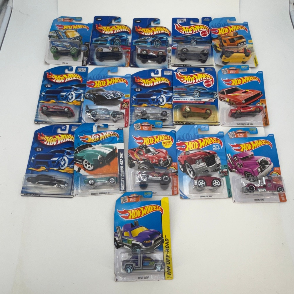 Hot Wheels Diecast Car Lot 14ct Shelby Cobra Plymouth Cuda 1998-2018